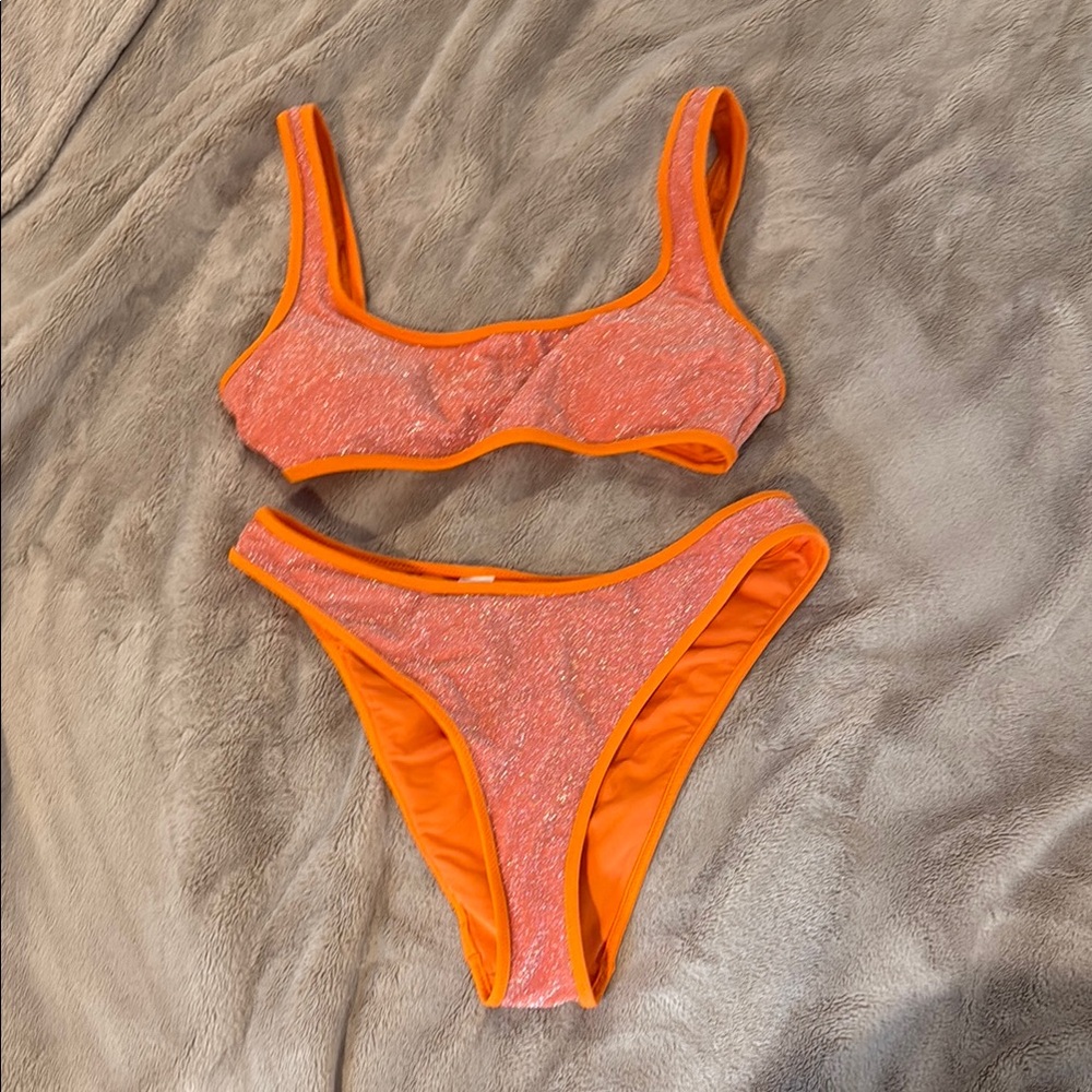 Aerie Sparkling Orange Bikini Set (small top, medium bottom)